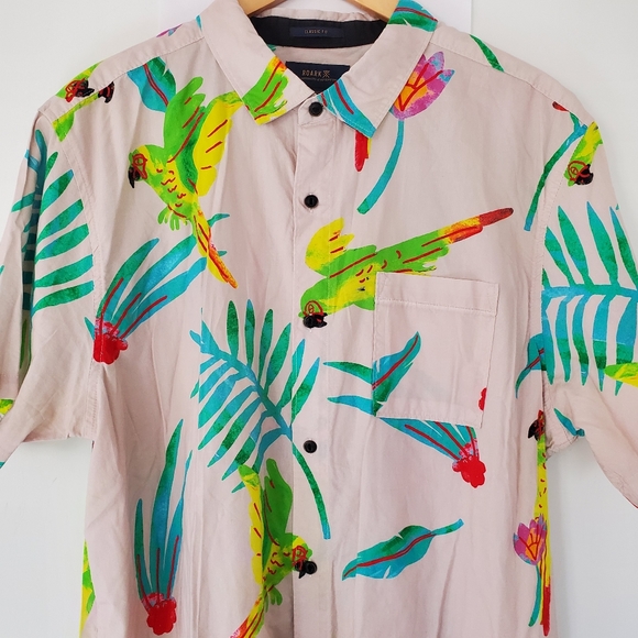 ROARK Men XL Journey Macaw Tan Tropical Button SS Shirt Logo Casual Island Vacay - Picture 6 of 15